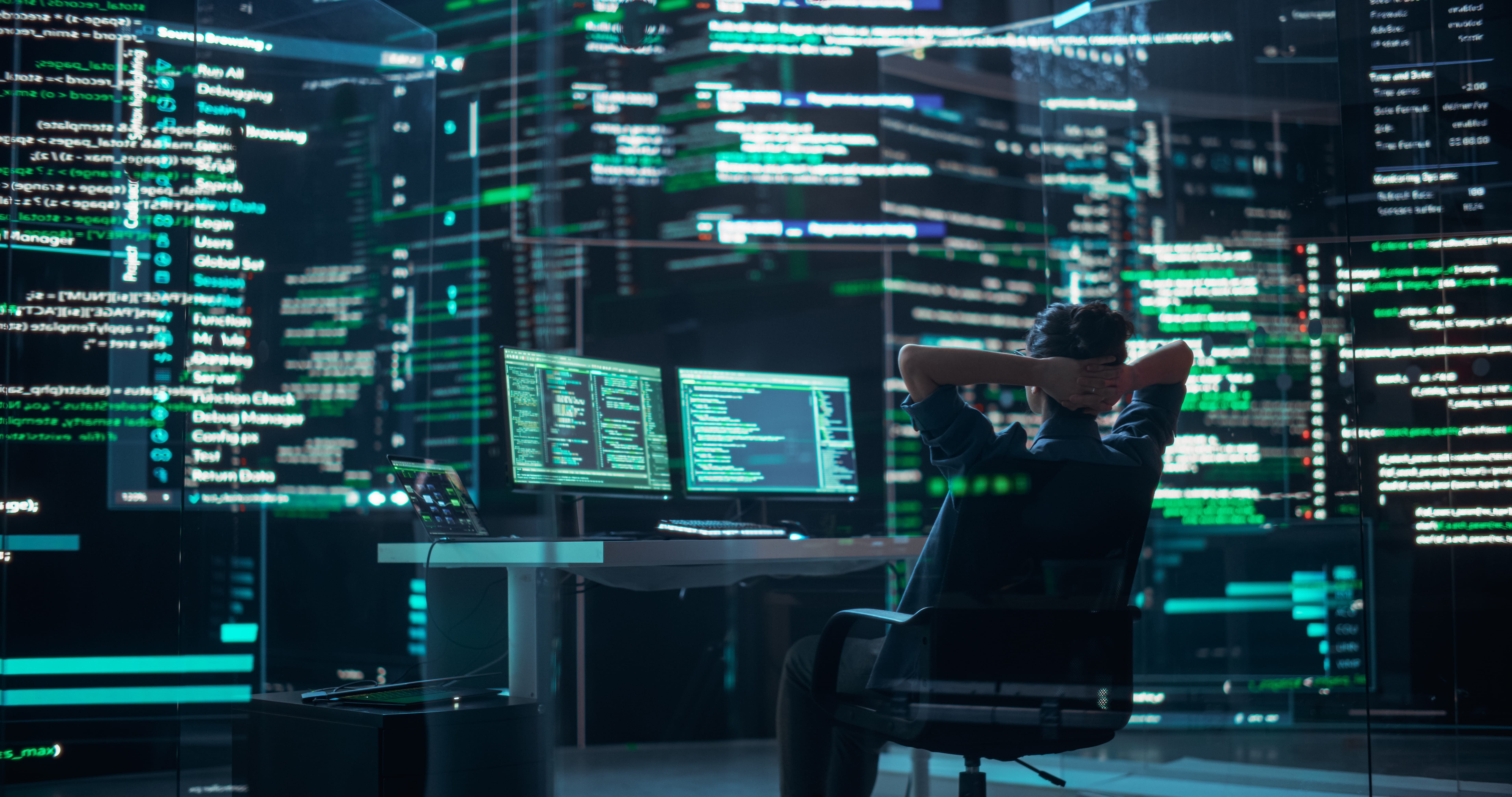 Computer workstation with code visualizations